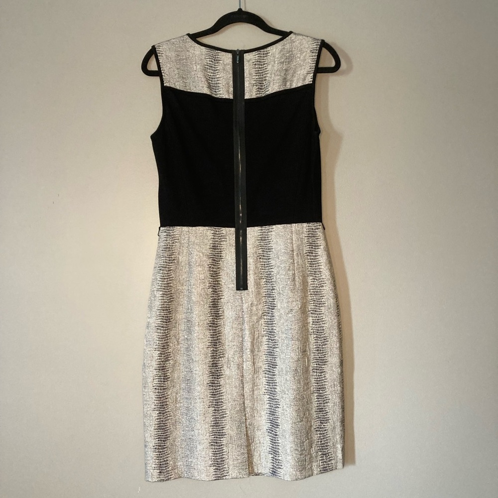 Tahari by Arthur S Levine 6 Sexy Faux Snakeskin Black LBD Career Zipper Detail - Picture 3 of 6